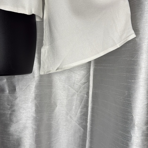 Lovefool New 4X Cream Pleated Deep Lacy V Neck Button Up Long Bell Sleeve Blouse - Picture 9 of 9